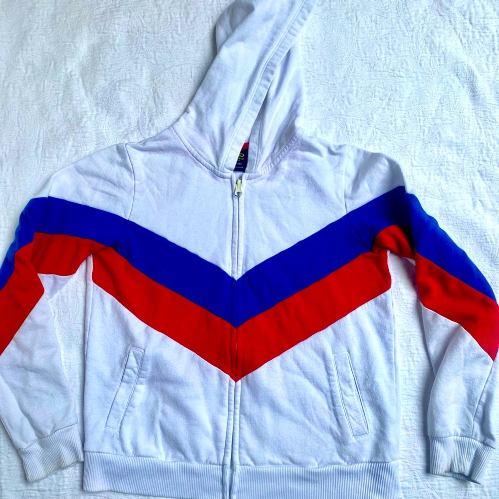Athletic Works USA Olympics red, white and blue hooded sweatshirt with z…